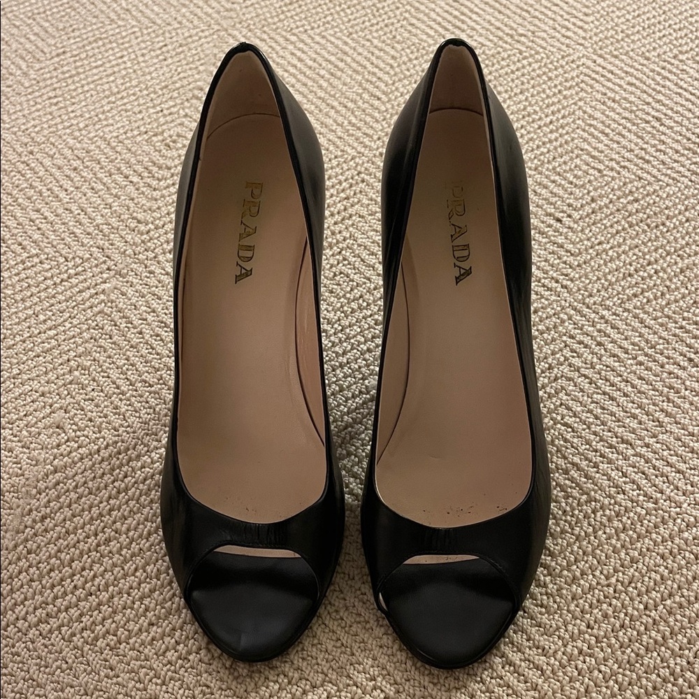 Prada Black Peep-Toe Heels